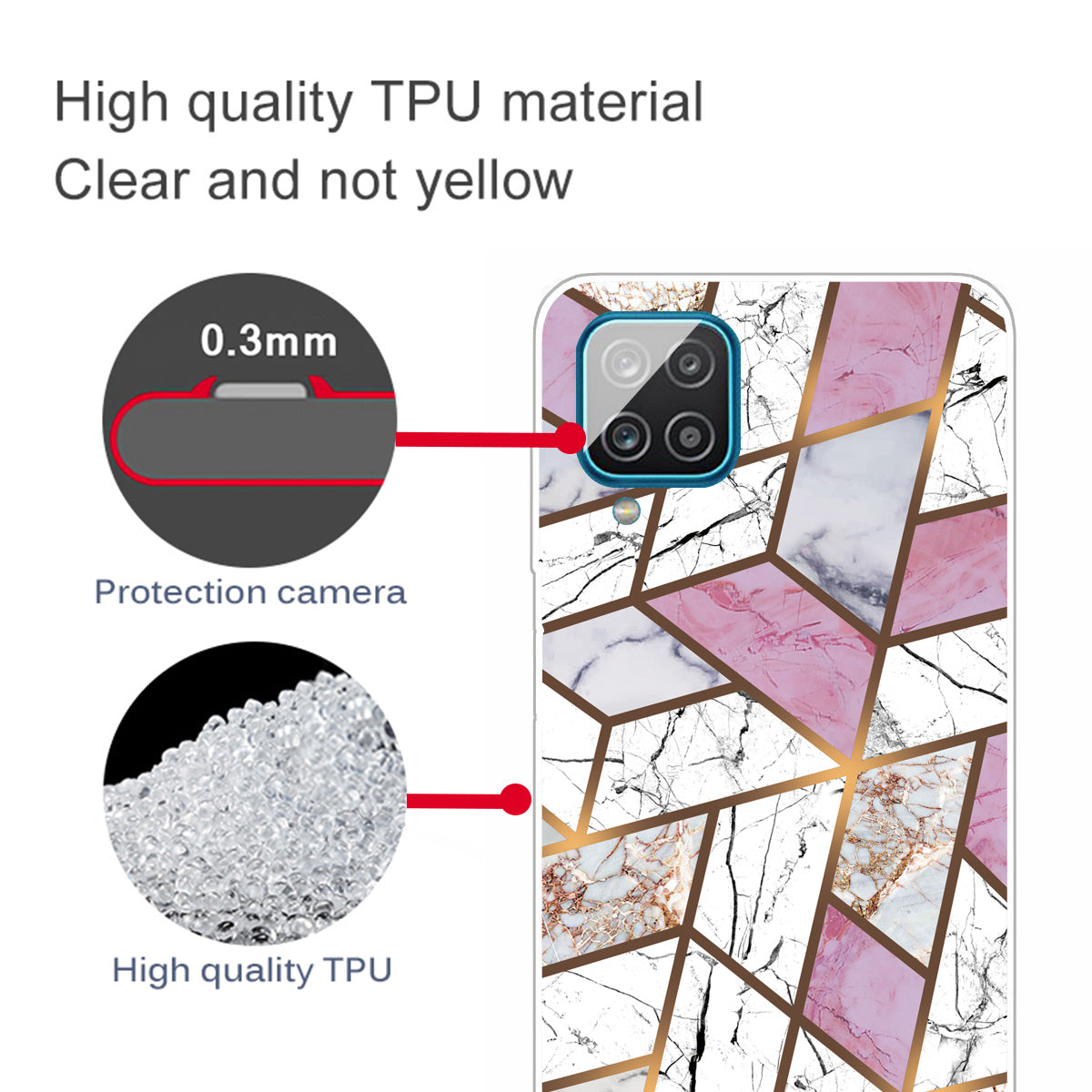 For Samsung Galaxy A12 Shockproof Anti-scratch Clear TPU Marble Pattern Printing Design Phone Cover Case