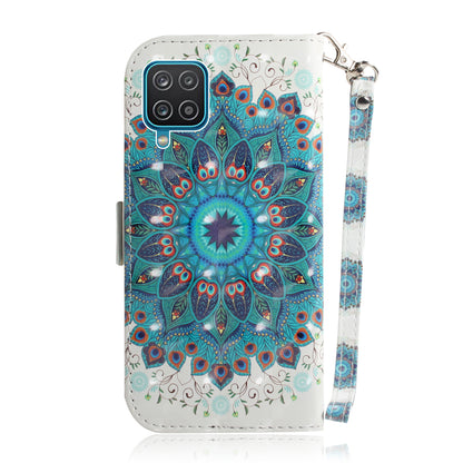 For Samsung Galaxy A12 Leather Case Magnetic Closure Wallet Case with Stand and Strap Pattern Printed Flip Cover