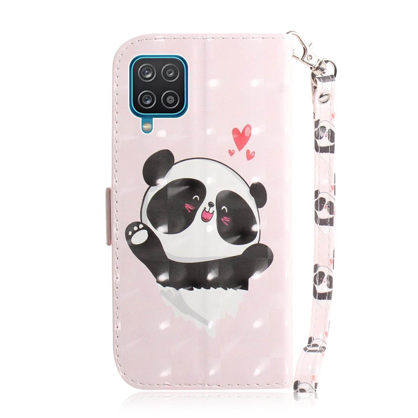 For Samsung Galaxy A12 Leather Case Magnetic Closure Wallet Case with Stand and Strap Pattern Printed Flip Cover