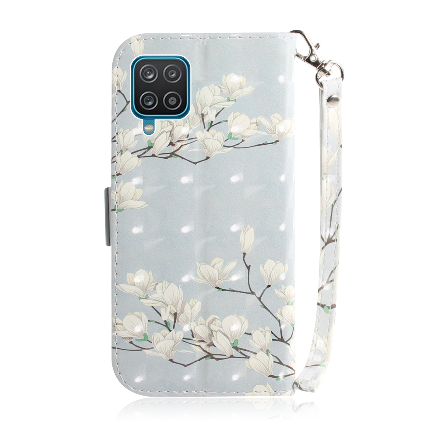For Samsung Galaxy A12 Leather Case Magnetic Closure Wallet Case with Stand and Strap Pattern Printed Flip Cover