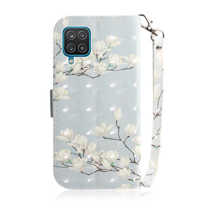 For Samsung Galaxy A12 Leather Case Magnetic Closure Wallet Case with Stand and Strap Pattern Printed Flip Cover