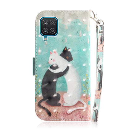 For Samsung Galaxy A12 Leather Case Magnetic Closure Wallet Case with Stand and Strap Pattern Printed Flip Cover