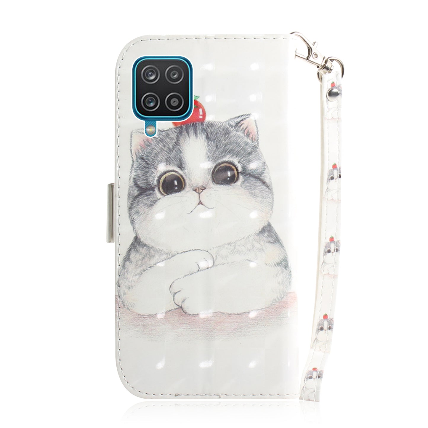 For Samsung Galaxy A12 Leather Case Magnetic Closure Wallet Case with Stand and Strap Pattern Printed Flip Cover