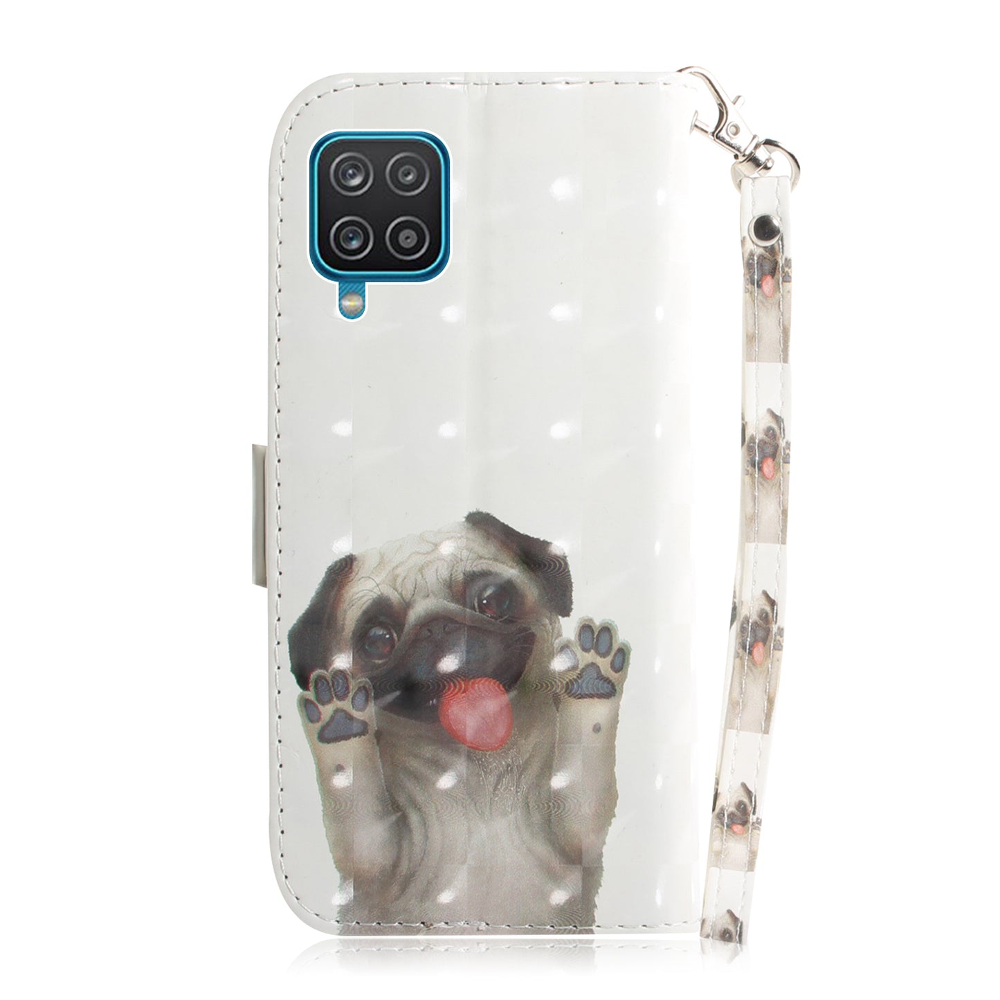 For Samsung Galaxy A12 Leather Case Magnetic Closure Wallet Case with Stand and Strap Pattern Printed Flip Cover