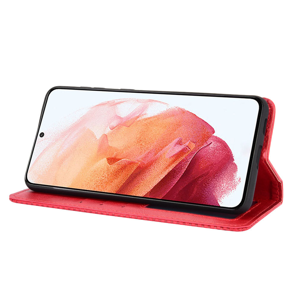 Retro Style Auto-absorbed Wallet Stand TPU + PU Leather Phone Case for Samsung Galaxy S21 4G/5G