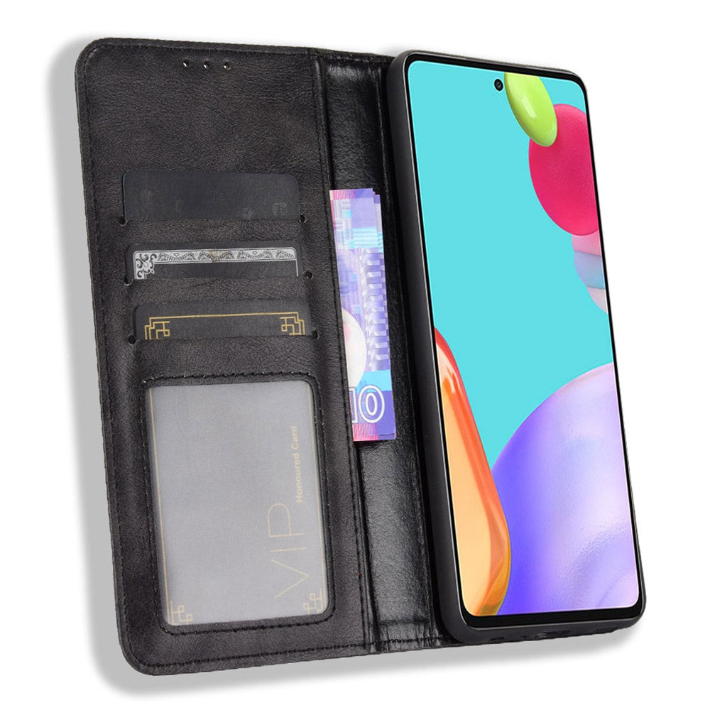 Retro Style Wallet Stand Auto-absorbed Leather Phone Case for Samsung Galaxy A52 4G/5G / A52s 5G