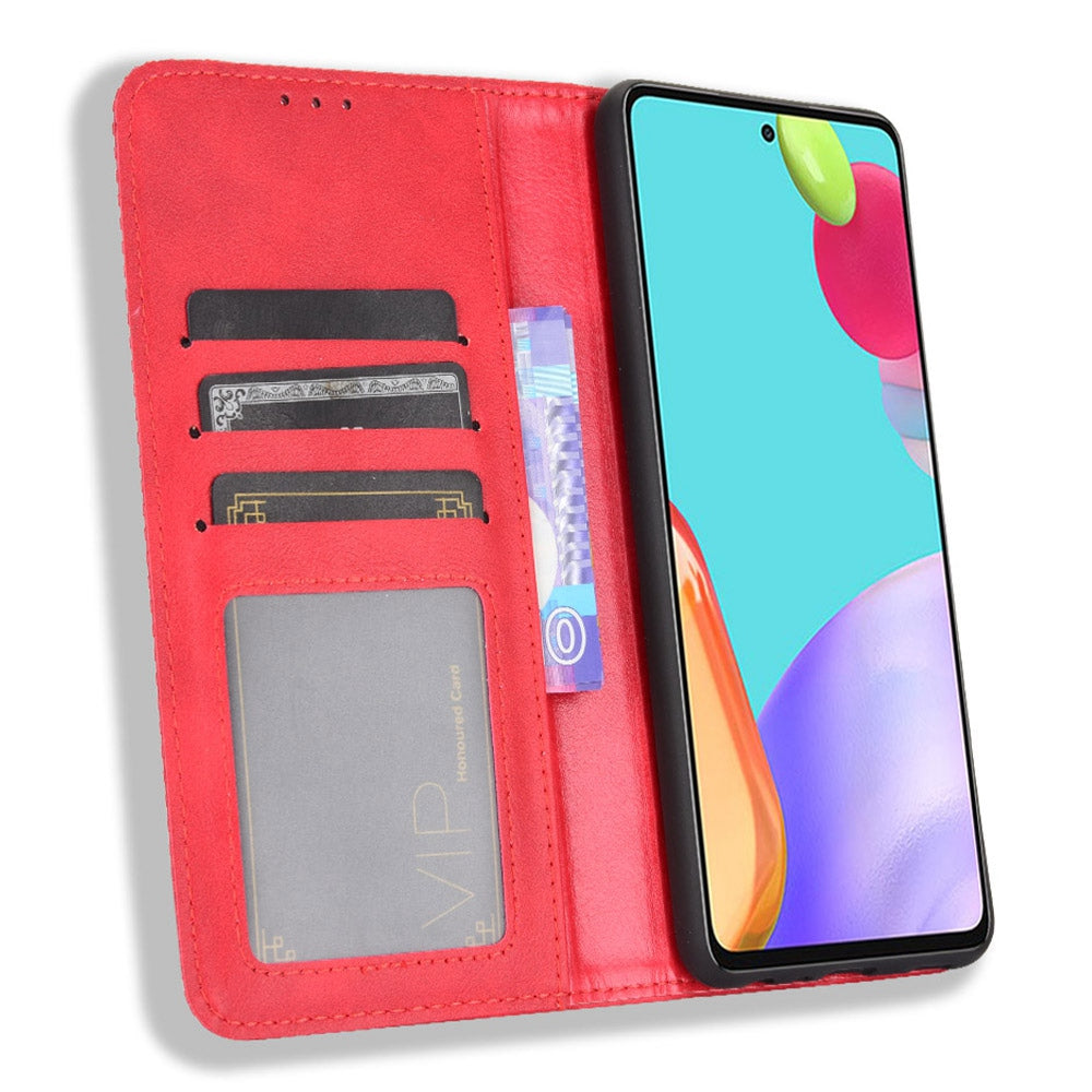 Retro Style Wallet Stand Auto-absorbed Leather Phone Case for Samsung Galaxy A52 4G/5G / A52s 5G