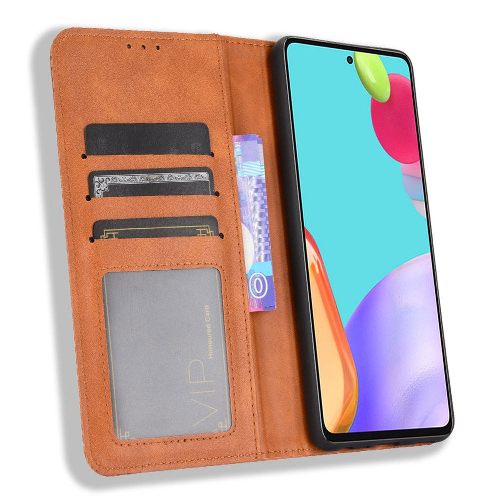 Retro Style Wallet Stand Auto-absorbed Leather Phone Case for Samsung Galaxy A52 4G/5G / A52s 5G
