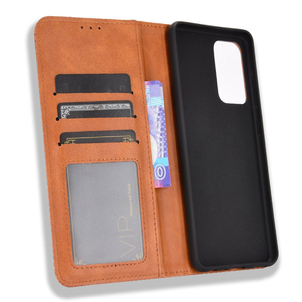 Retro Style Wallet Stand Auto-absorbed Leather Phone Case for Samsung Galaxy A52 4G/5G / A52s 5G
