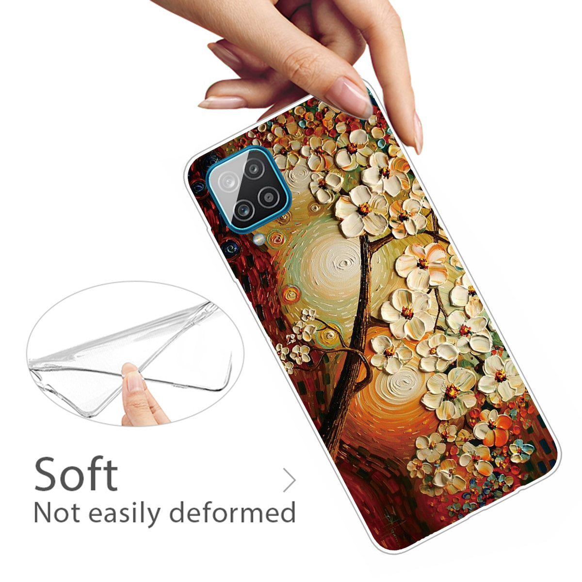 For Samsung Galaxy A12 Phone Case Pattern Printing Flexible Non-slip Protective Phone Cover