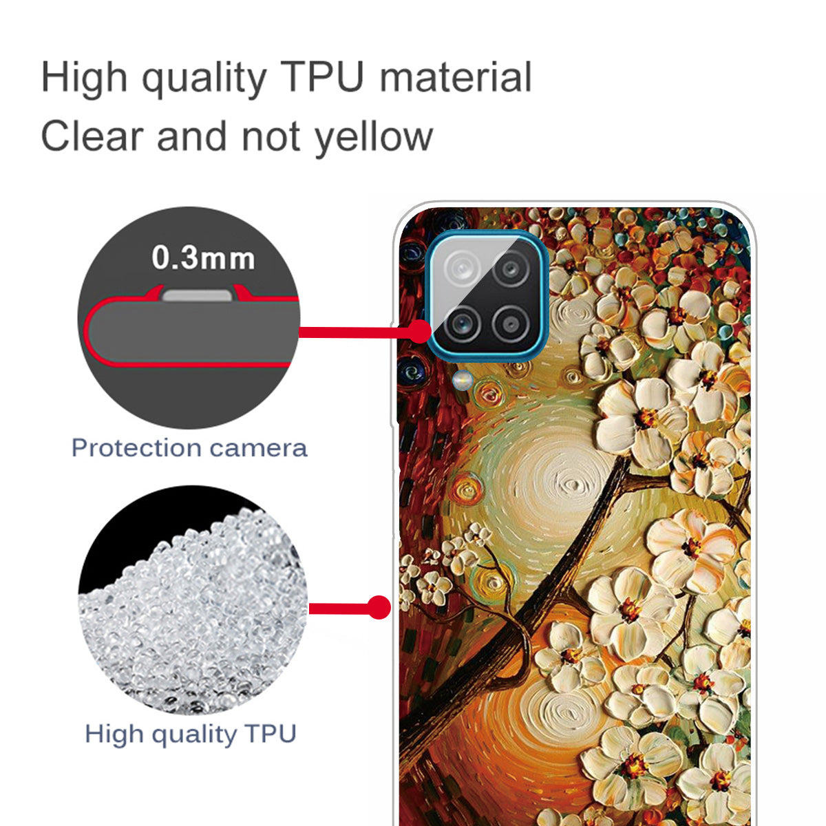 For Samsung Galaxy A12 Phone Case Pattern Printing Flexible Non-slip Protective Phone Cover