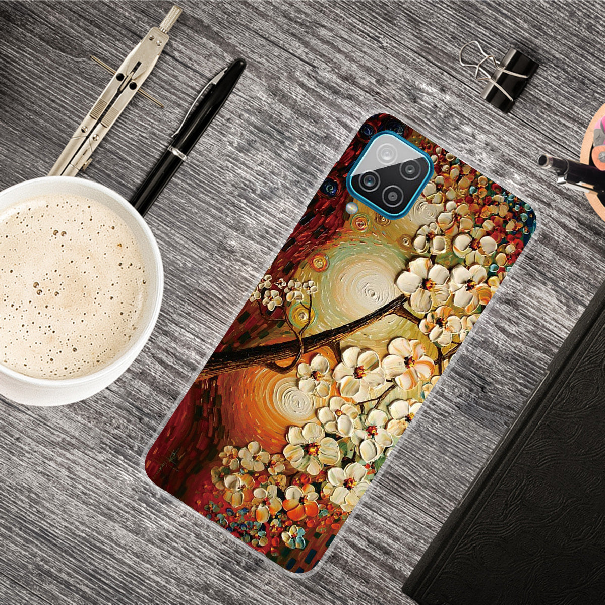 For Samsung Galaxy A12 Phone Case Pattern Printing Flexible Non-slip Protective Phone Cover