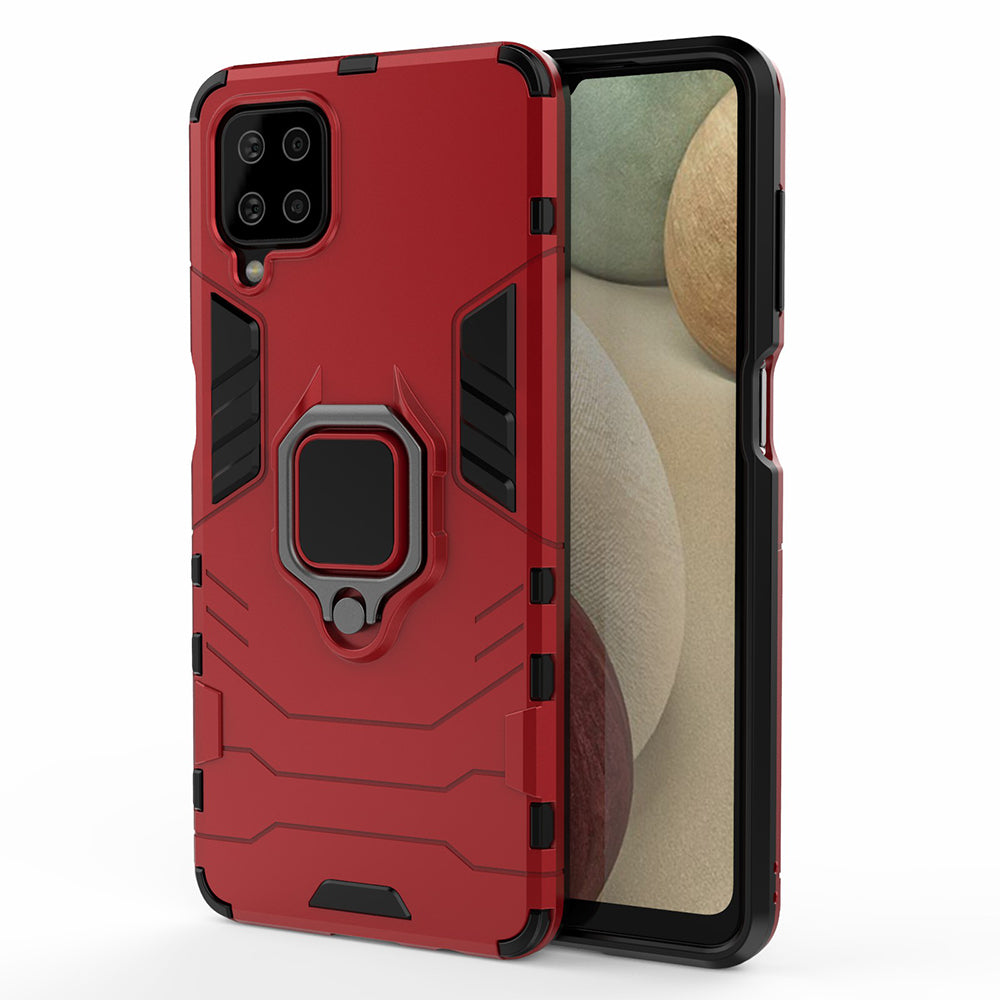 For Samsung Galaxy A12 Cool Guard PC + TPU Hybrid Phone Case Cell Phone Cover with Ring Kickstand