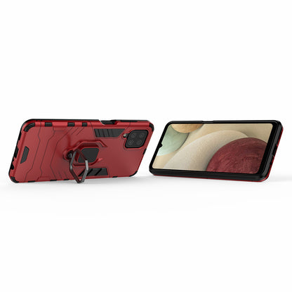 For Samsung Galaxy A12 Cool Guard PC + TPU Hybrid Phone Case Cell Phone Cover with Ring Kickstand