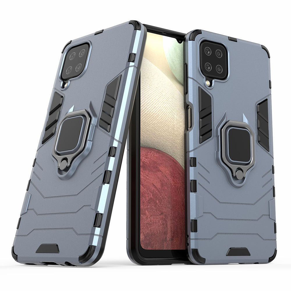 For Samsung Galaxy A12 Cool Guard PC + TPU Hybrid Phone Case Cell Phone Cover with Ring Kickstand