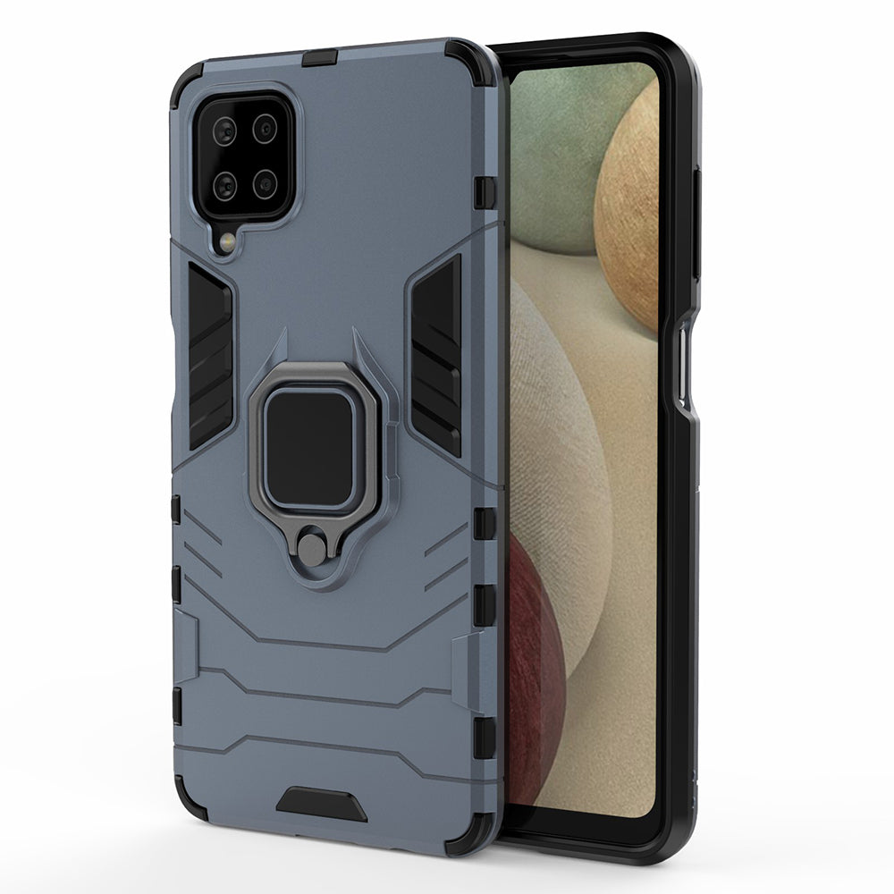For Samsung Galaxy A12 Cool Guard PC + TPU Hybrid Phone Case Cell Phone Cover with Ring Kickstand