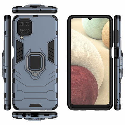 For Samsung Galaxy A12 Cool Guard PC + TPU Hybrid Phone Case Cell Phone Cover with Ring Kickstand