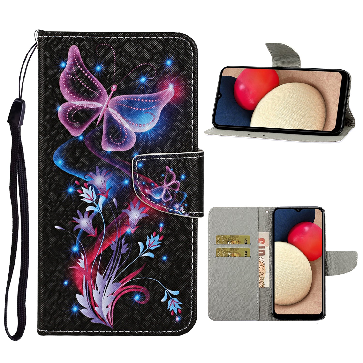 Pattern Printing TPU + PU Leather Wallet Stand Phone Case with Lanyard for Samsung Galaxy A52 4G/5G / A52s 5G