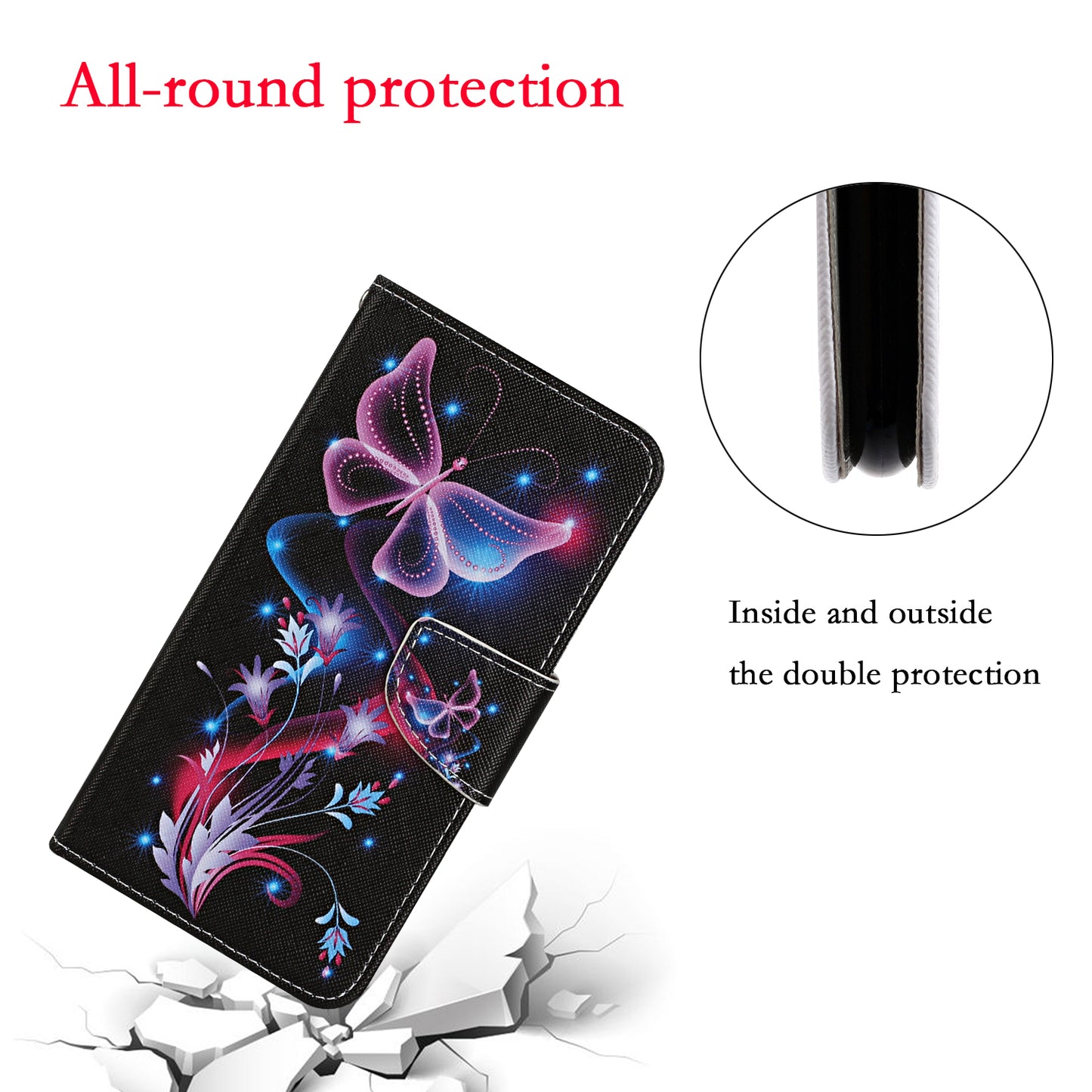 Pattern Printing TPU + PU Leather Wallet Stand Phone Case with Lanyard for Samsung Galaxy A52 4G/5G / A52s 5G