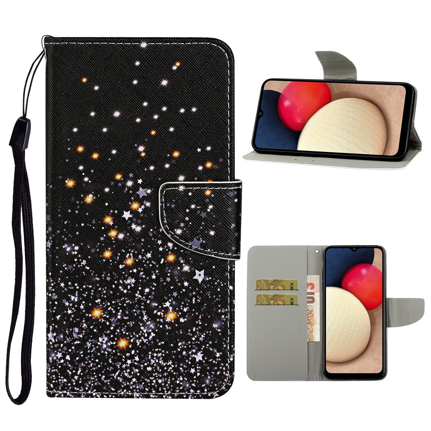 Pattern Printing TPU + PU Leather Wallet Stand Phone Case with Lanyard for Samsung Galaxy A52 4G/5G / A52s 5G
