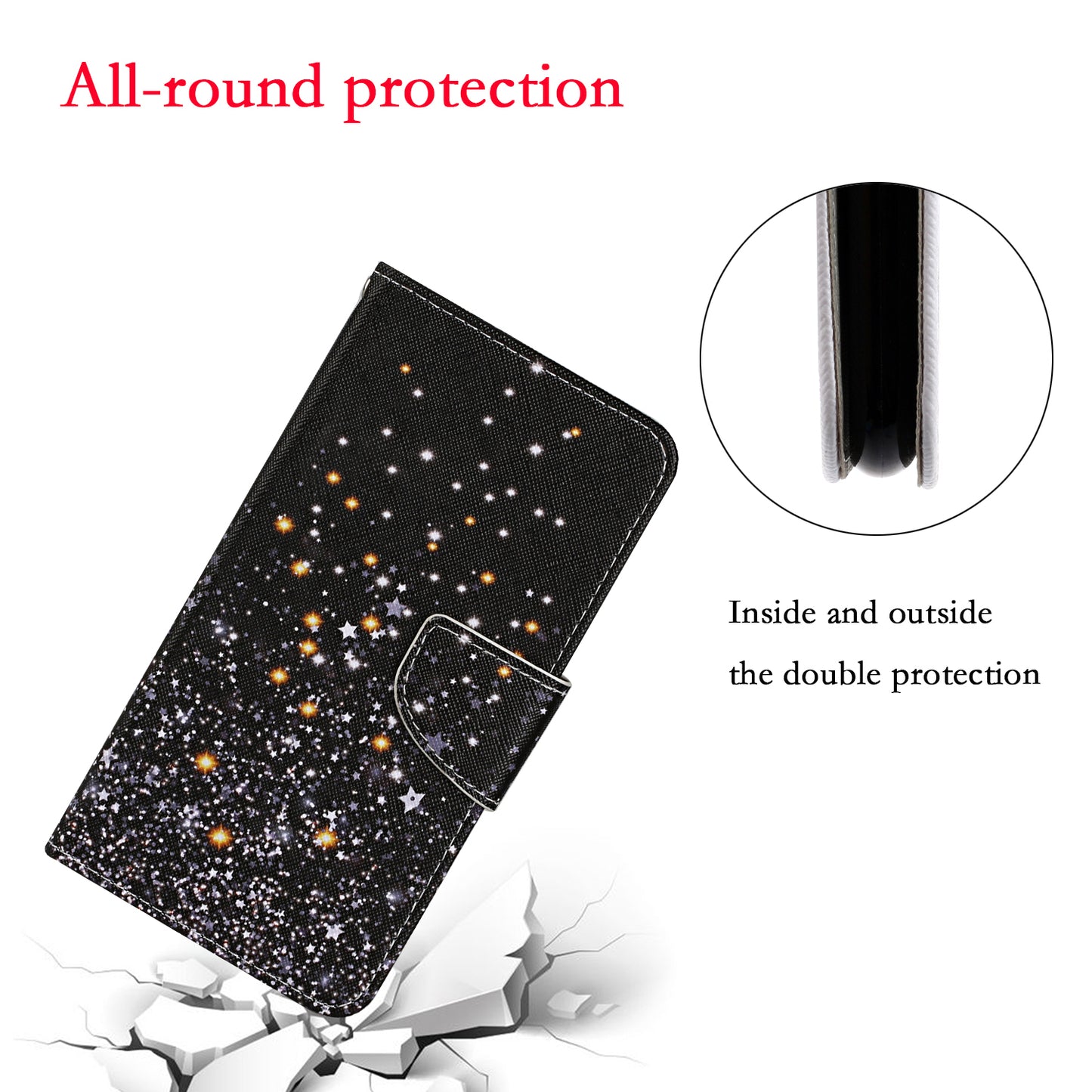 Pattern Printing TPU + PU Leather Wallet Stand Phone Case with Lanyard for Samsung Galaxy A52 4G/5G / A52s 5G