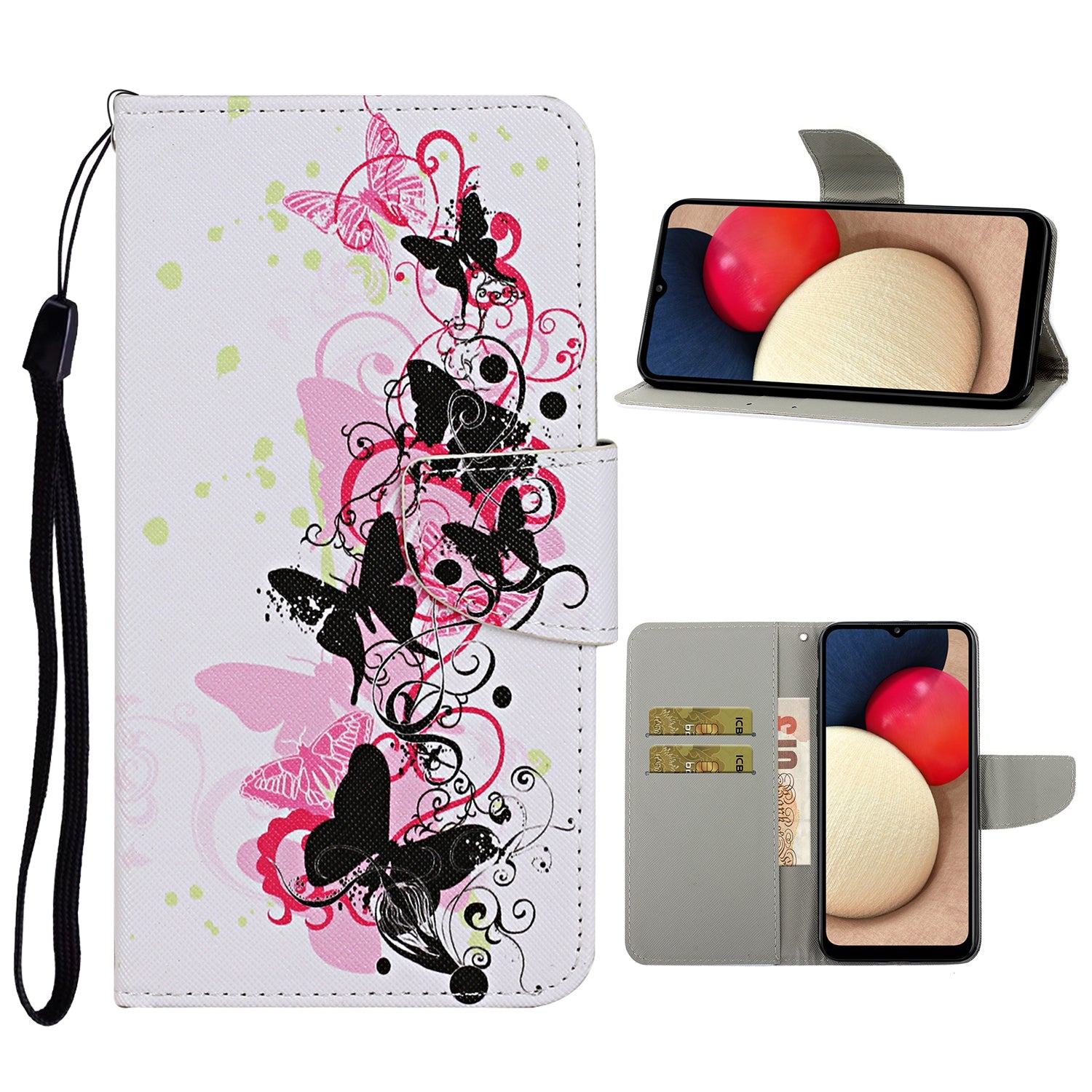 Pattern Printing TPU + PU Leather Wallet Stand Phone Case with Lanyard for Samsung Galaxy A52 4G/5G / A52s 5G