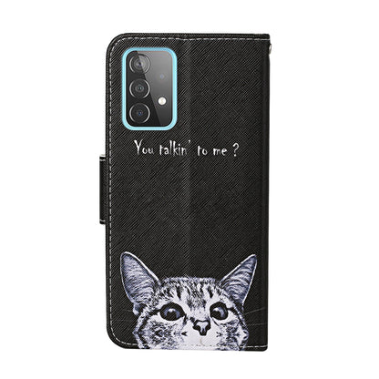 Pattern Printing TPU + PU Leather Wallet Stand Phone Case with Lanyard for Samsung Galaxy A52 4G/5G / A52s 5G