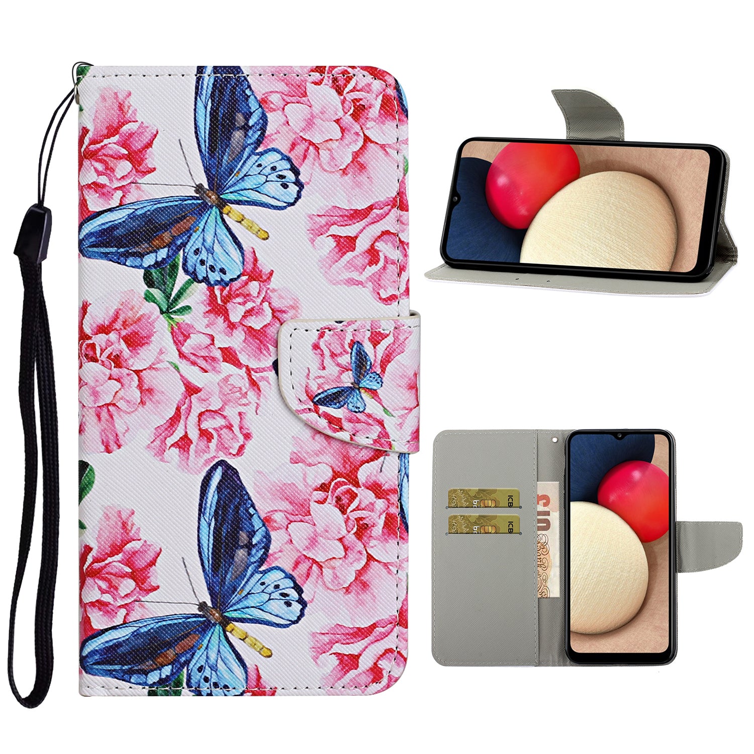 Pattern Printing TPU + PU Leather Wallet Stand Phone Case with Lanyard for Samsung Galaxy A52 4G/5G / A52s 5G