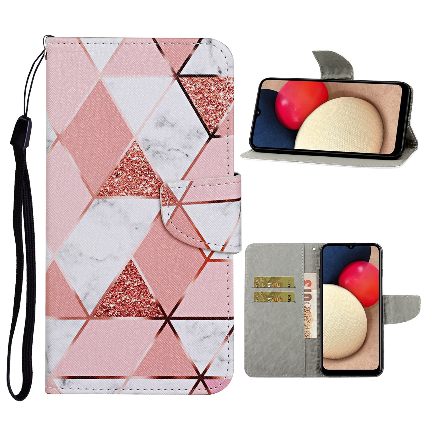 Pattern Printing TPU + PU Leather Wallet Stand Phone Case with Lanyard for Samsung Galaxy A52 4G/5G / A52s 5G