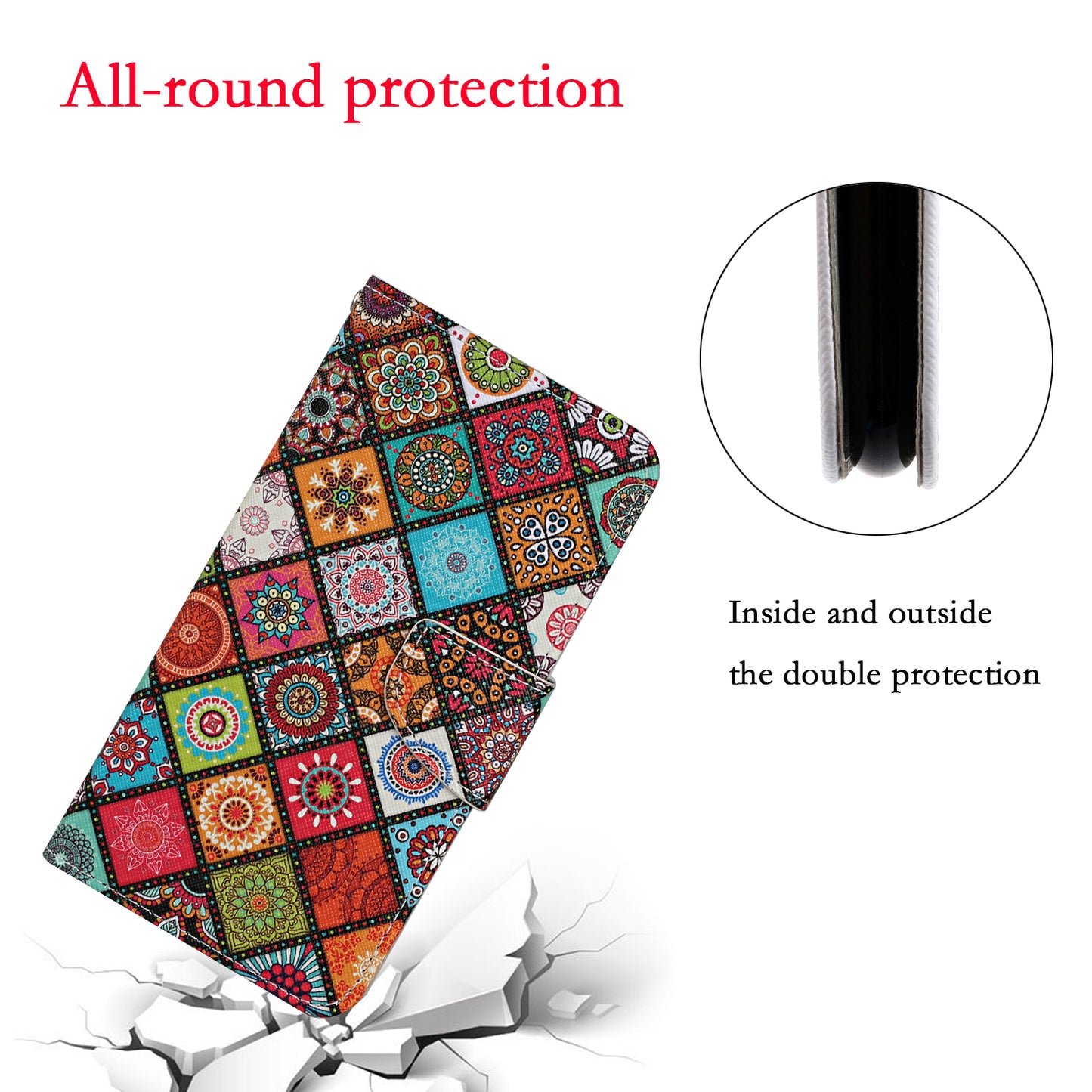 Pattern Printing TPU + PU Leather Wallet Stand Phone Case with Lanyard for Samsung Galaxy A52 4G/5G / A52s 5G