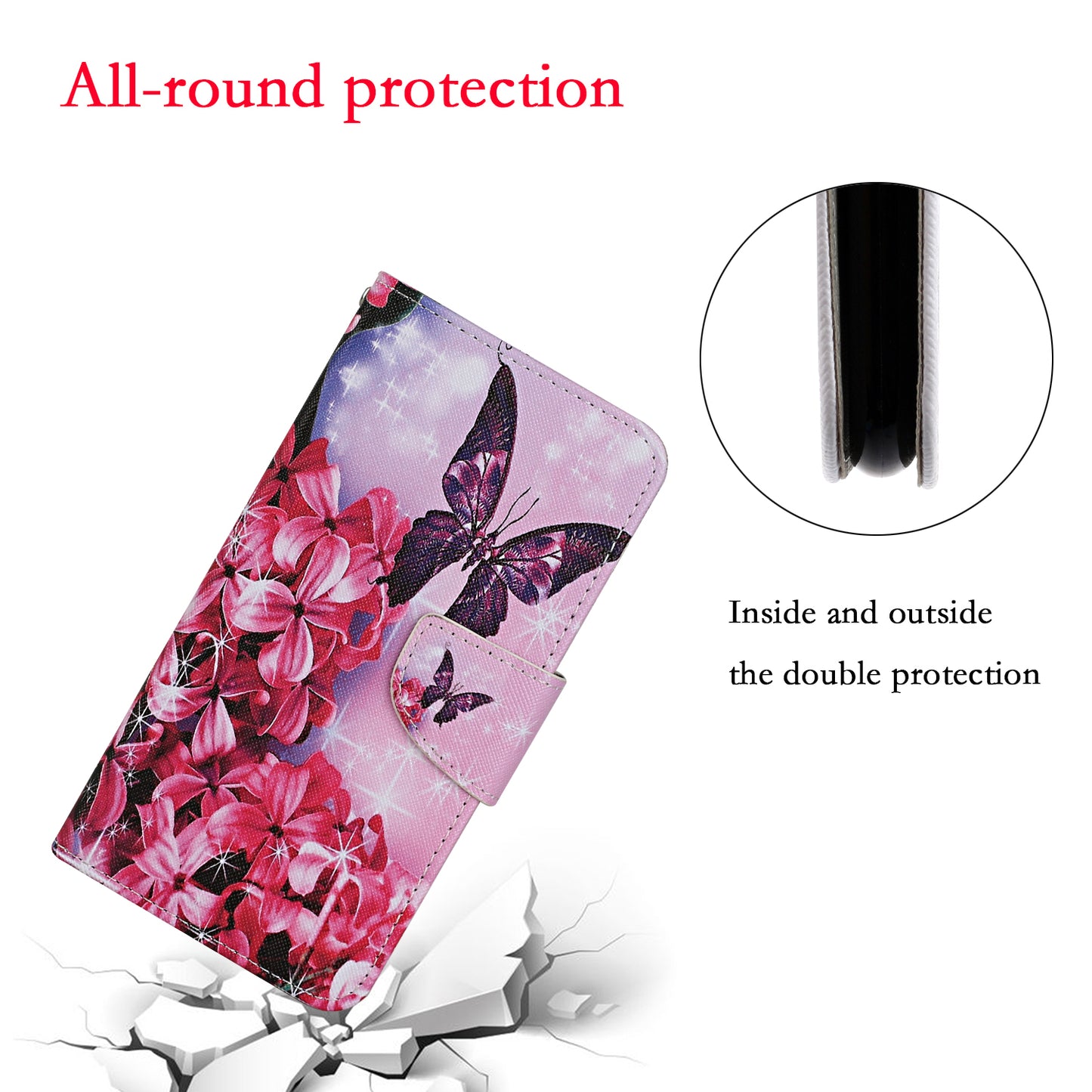 Pattern Printing TPU + PU Leather Wallet Stand Phone Case with Lanyard for Samsung Galaxy A52 4G/5G / A52s 5G
