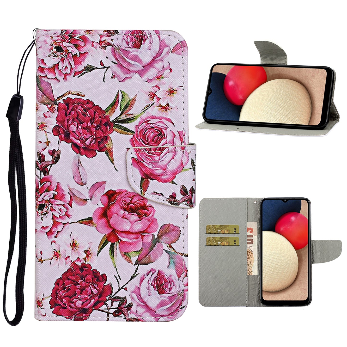 Pattern Printing TPU + PU Leather Wallet Stand Phone Case with Lanyard for Samsung Galaxy A52 4G/5G / A52s 5G