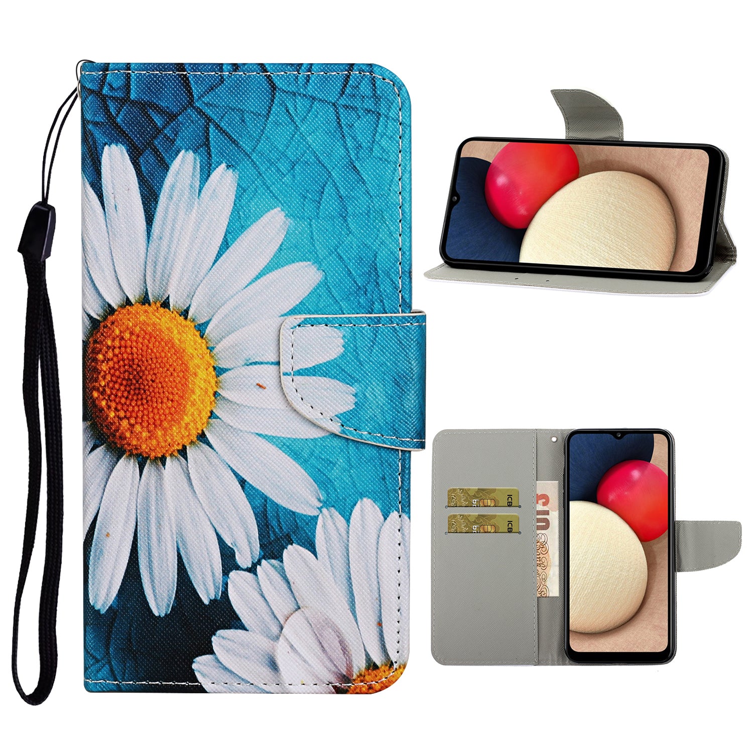 Pattern Printing TPU + PU Leather Wallet Stand Phone Case with Lanyard for Samsung Galaxy A52 4G/5G / A52s 5G