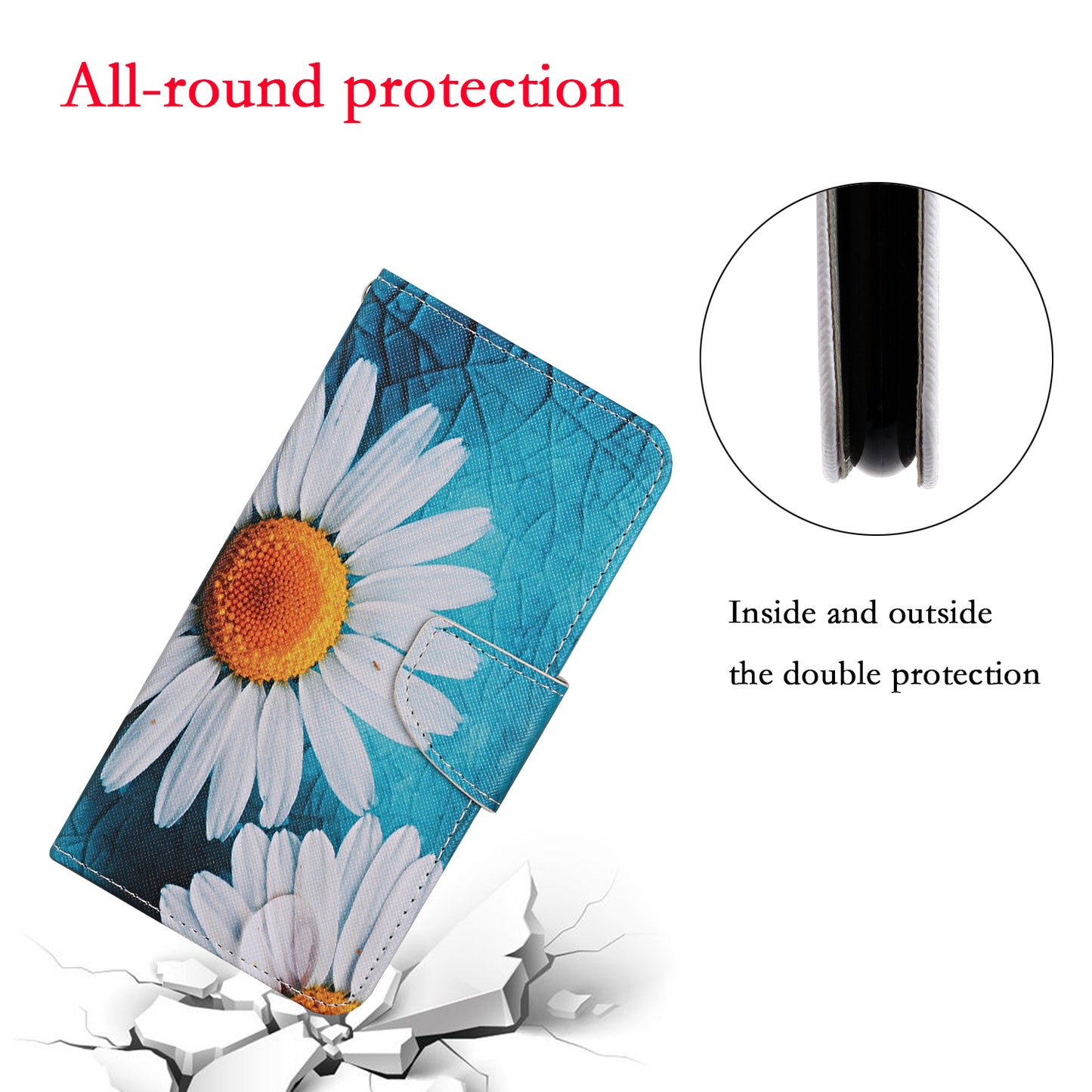 Pattern Printing TPU + PU Leather Wallet Stand Phone Case with Lanyard for Samsung Galaxy A52 4G/5G / A52s 5G