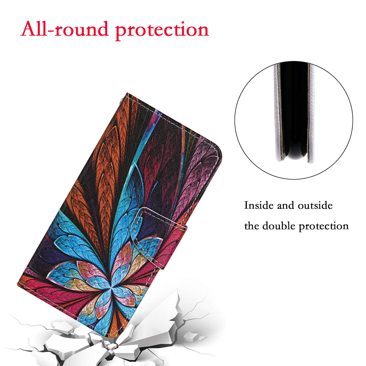 Pattern Printing TPU + PU Leather Wallet Stand Phone Case with Lanyard for Samsung Galaxy A52 4G/5G / A52s 5G