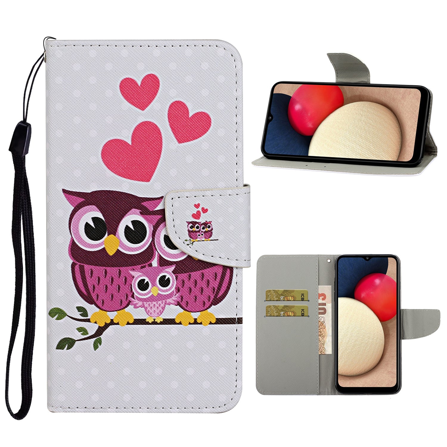 Pattern Printing TPU + PU Leather Wallet Stand Phone Case with Lanyard for Samsung Galaxy A52 4G/5G / A52s 5G