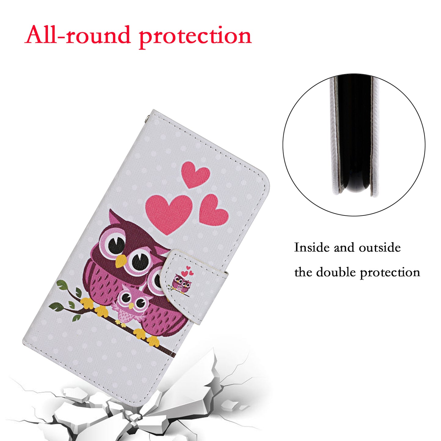 Pattern Printing TPU + PU Leather Wallet Stand Phone Case with Lanyard for Samsung Galaxy A52 4G/5G / A52s 5G