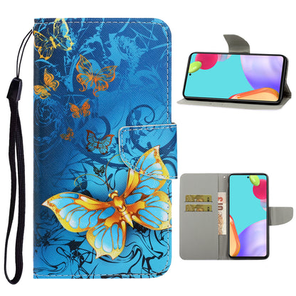 TPU + PU Leather Wallet Stand Phone Case with Lanyard for Samsung Galaxy A52 4G/5G / A52s 5G