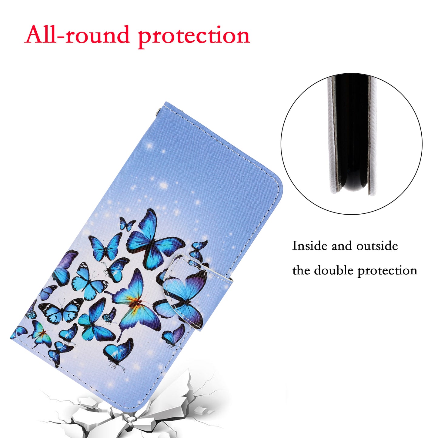 TPU + PU Leather Wallet Stand Phone Case with Lanyard for Samsung Galaxy A52 4G/5G / A52s 5G