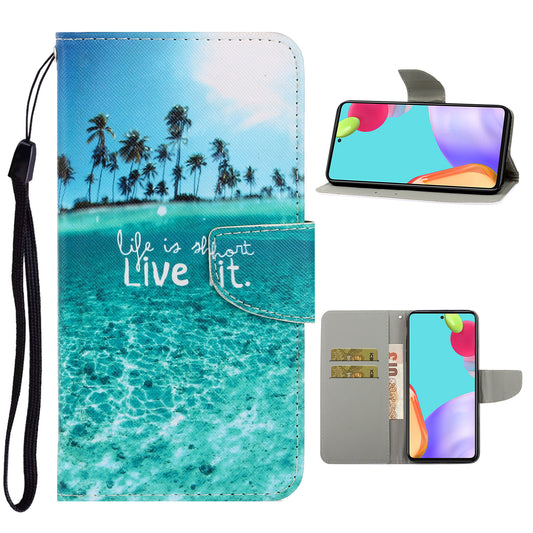 TPU + PU Leather Wallet Stand Phone Case with Lanyard for Samsung Galaxy A52 4G/5G / A52s 5G