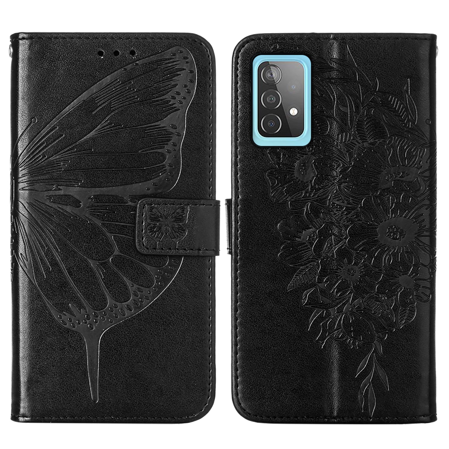Imprint Butterfly Flower Pattern Wallet Stand Leather Case for Samsung Galaxy A52 4G/5G / A52s 5G
