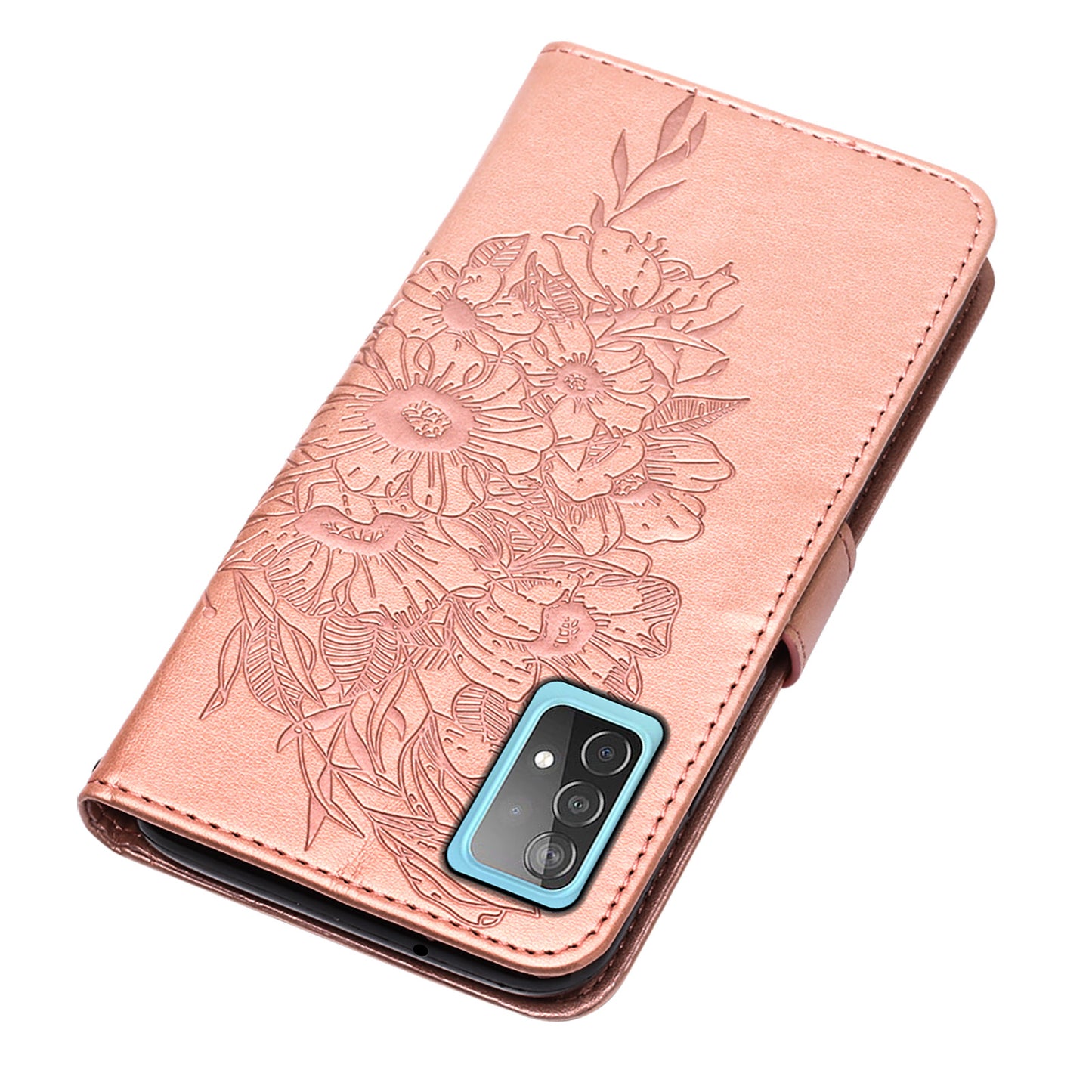 Imprint Butterfly Flower Pattern Wallet Stand Leather Case for Samsung Galaxy A52 4G/5G / A52s 5G