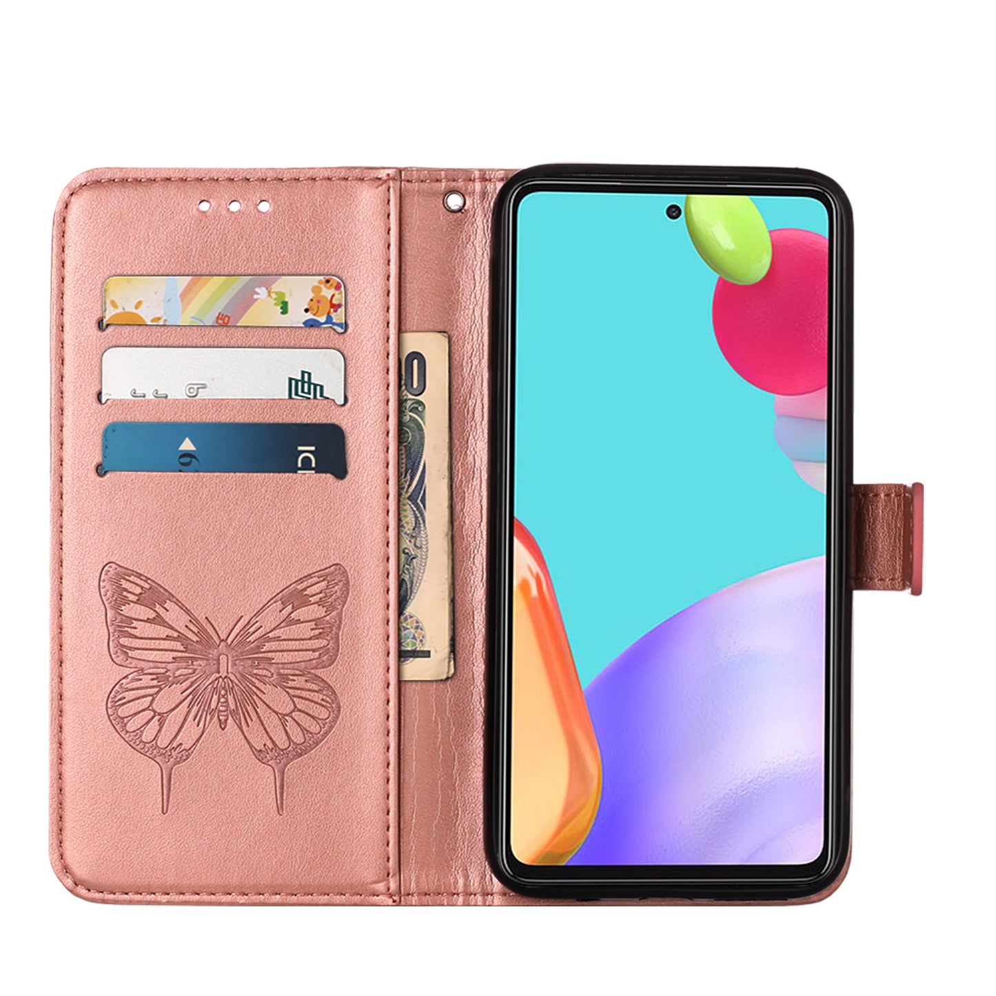 Imprint Butterfly Flower Pattern Wallet Stand Leather Case for Samsung Galaxy A52 4G/5G / A52s 5G