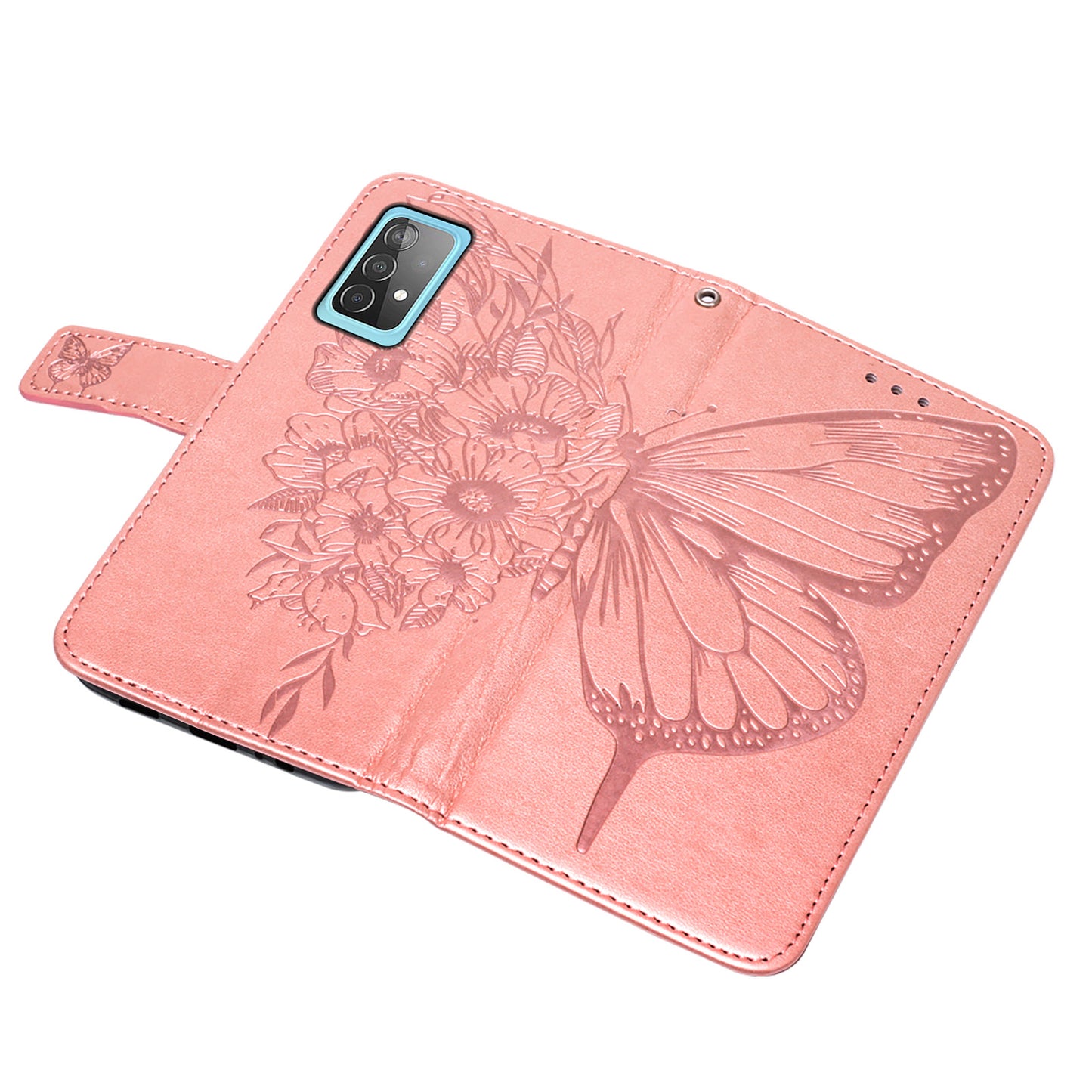 Imprint Butterfly Flower Pattern Wallet Stand Leather Case for Samsung Galaxy A52 4G/5G / A52s 5G