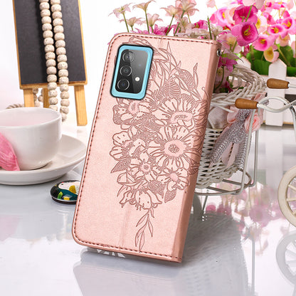 Imprint Butterfly Flower Pattern Wallet Stand Leather Case for Samsung Galaxy A52 4G/5G / A52s 5G