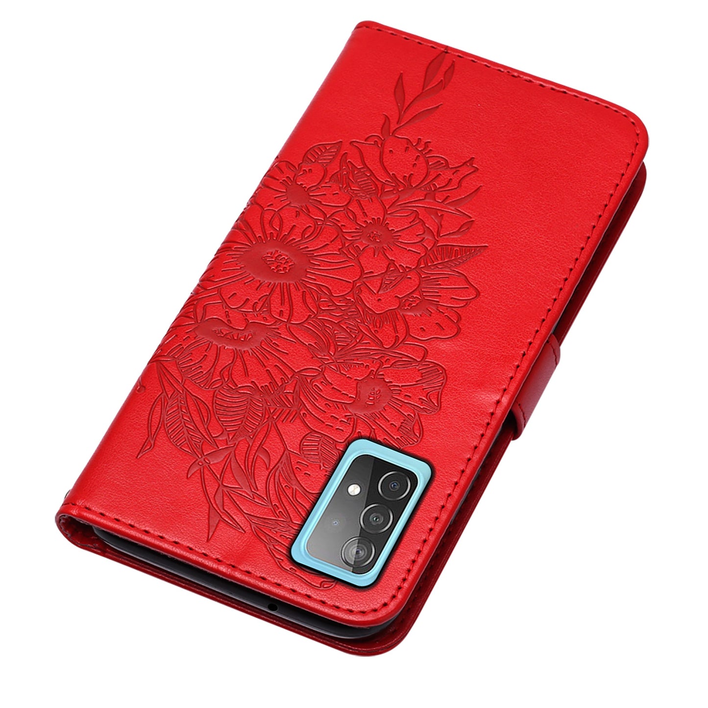Imprint Butterfly Flower Pattern Wallet Stand Leather Case for Samsung Galaxy A52 4G/5G / A52s 5G