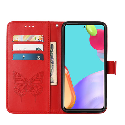 Imprint Butterfly Flower Pattern Wallet Stand Leather Case for Samsung Galaxy A52 4G/5G / A52s 5G