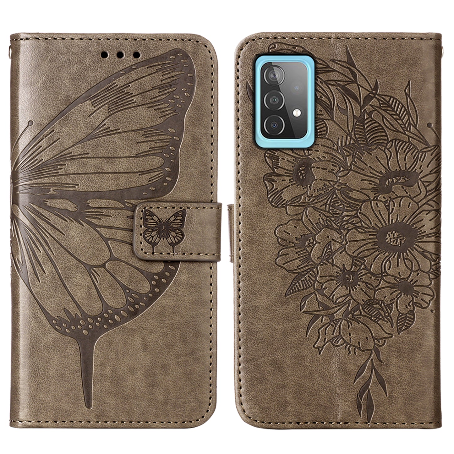 Imprint Butterfly Flower Pattern Wallet Stand Leather Case for Samsung Galaxy A52 4G/5G / A52s 5G