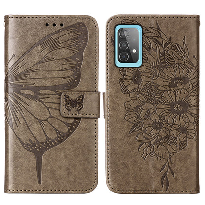 Imprint Butterfly Flower Pattern Wallet Stand Leather Case for Samsung Galaxy A52 4G/5G / A52s 5G