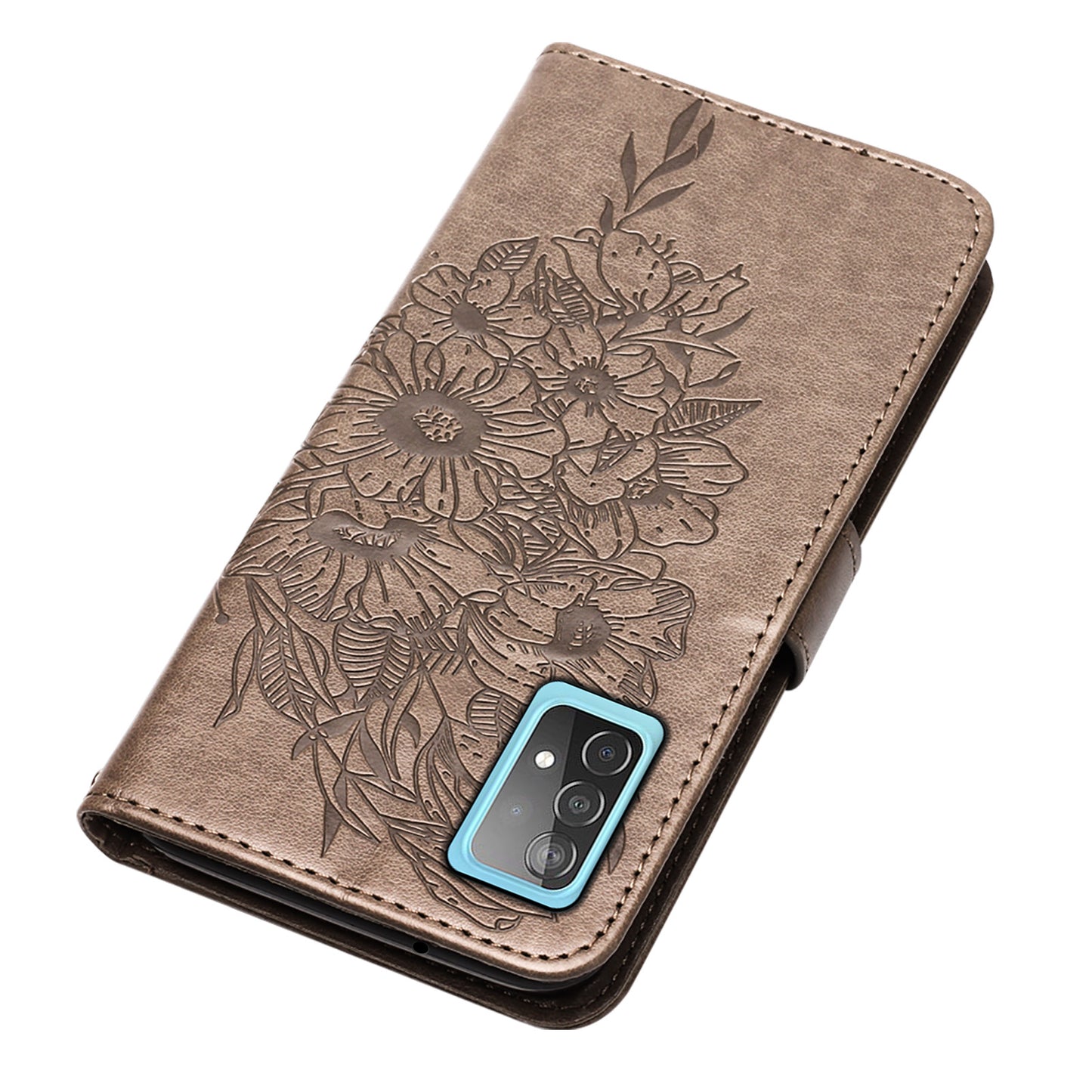 Imprint Butterfly Flower Pattern Wallet Stand Leather Case for Samsung Galaxy A52 4G/5G / A52s 5G